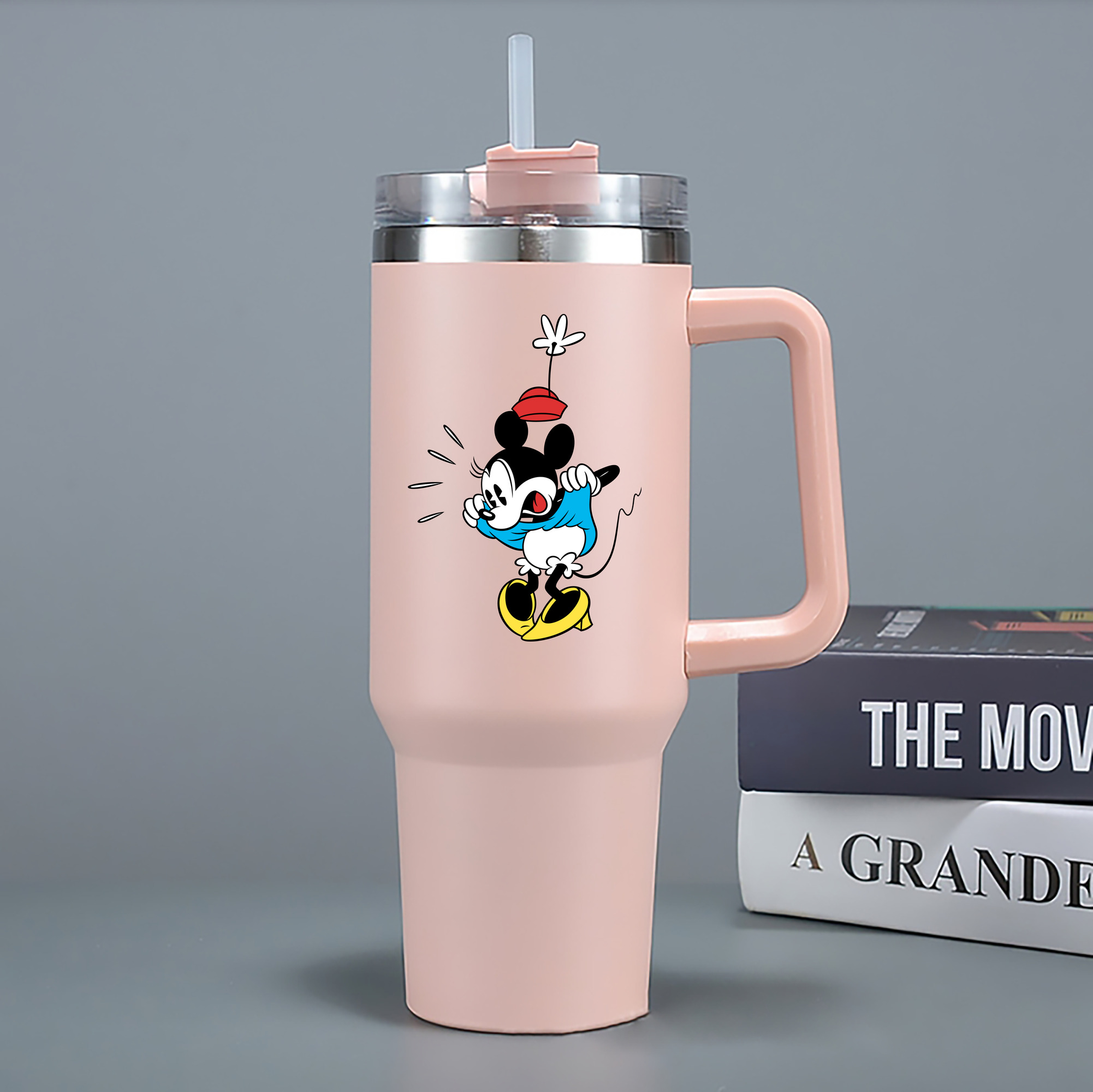 ミッキーマウス Mickey Mouse 1200mL車用タンブラー - クリスタルステッカー（プラスチックストロー付き）